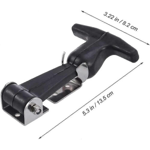 Flexible Stainless Steel T-Handle with Rubber Cap - Tool Box Pull Latches - Black - 2 Pieces 2