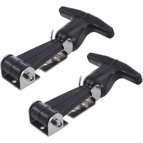 Flexible Stainless Steel T-Handle with Rubber Cap - Tool Box Pull Latches - Black - 2 Pieces