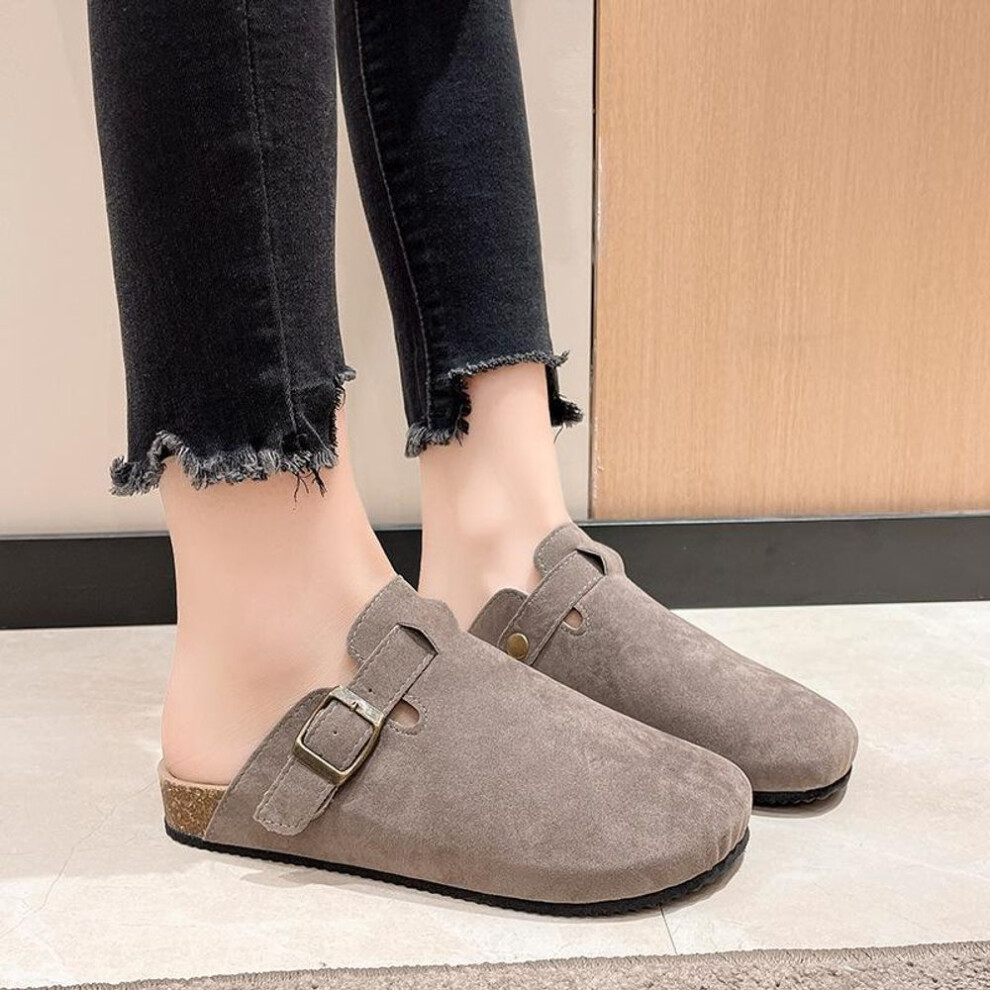 (grey, 45) 2023 Spring Fashion Women&apos;s Shoes Slippers Women&apos;s Suede Slippers Outdoor Retro Lovers Beach Sandals Large Size 35-45