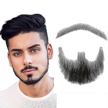 Realistic 100% Human Hair Full Hand Tied Goatee Black for Men Makeup Entertainment/Drama (HZ03)