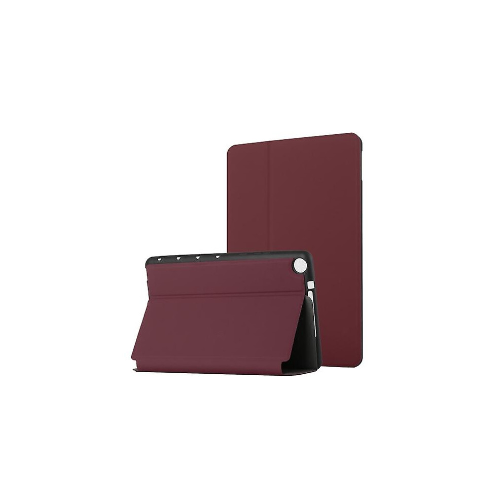 (Wine ) For Huawei Mediapad M5 Lite 10.1 Dual-Folding Horizontal Flip Tablet Leather Case With Holder Red 8792504493403