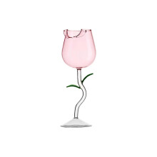 (150ml, Pink) Rose Flower Wine Glasses, Creative Red Wine Glass Rose Flower Goblet Wine Cocktail Juice Glass(Multiple Available)