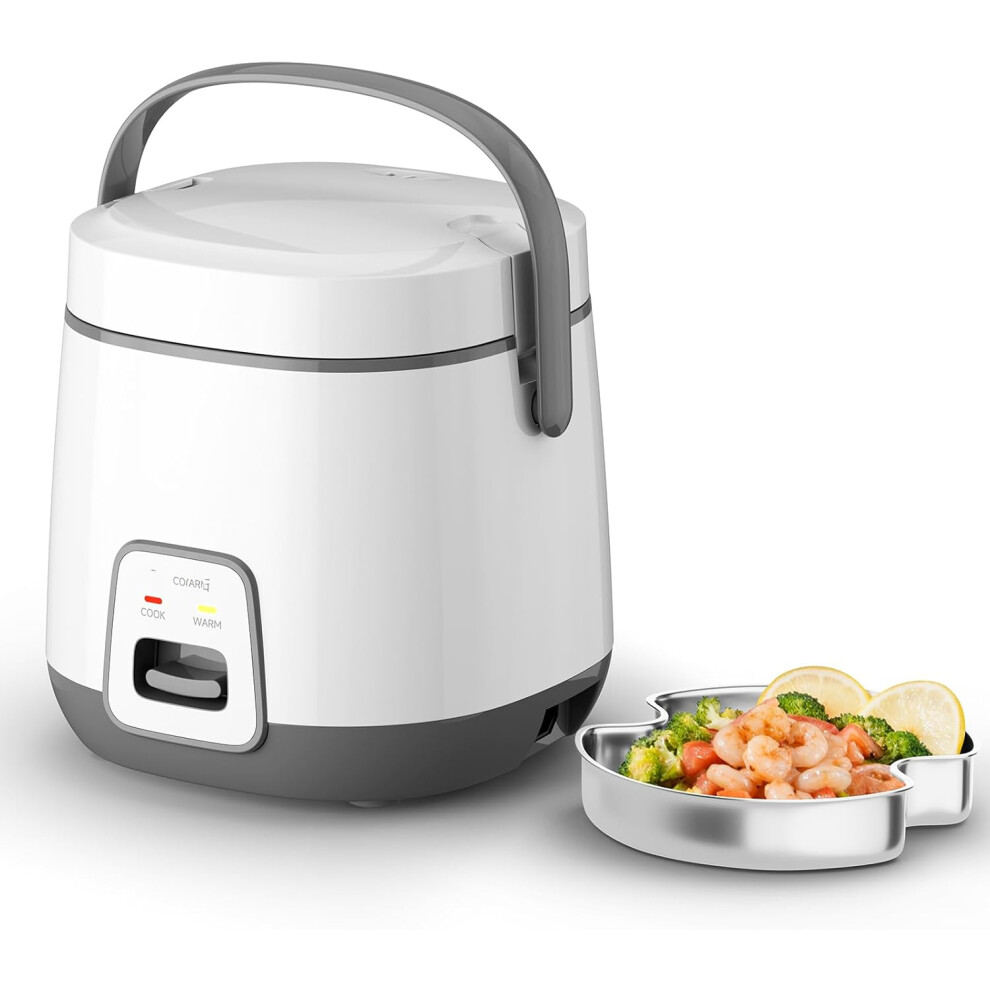 Mini Rice Cooker 2.5 cups uncooked rice (5 cups cooked rice), healthy non-stick coating 1.2L small capacity rice cooker