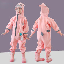 (4, S) 1-10 Years Old Children Raincoat Kids Boys Girls Waterproof Jumpsuit Hooded One-piece Cartoon Dinosaur Baby Rainwear And Pants
