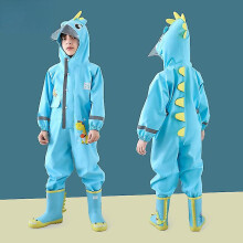 (2, S) 1-10 Years Old Children Raincoat Kids Boys Girls Waterproof Jumpsuit Hooded One-piece Cartoon Dinosaur Baby Rainwear And Pants