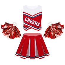 (Teens Dancewear Kids Girls Sleeveless Cheer Dance Outfit Set For Cheerleading Uniform Cosplay Cheerleader Costume Teamwe) Teens Dancewear Kids Girls Sleeveless Cheer Dance Outfit Set For Cheerleading Uniform Cosplay Cheerleader Costume Teamwear