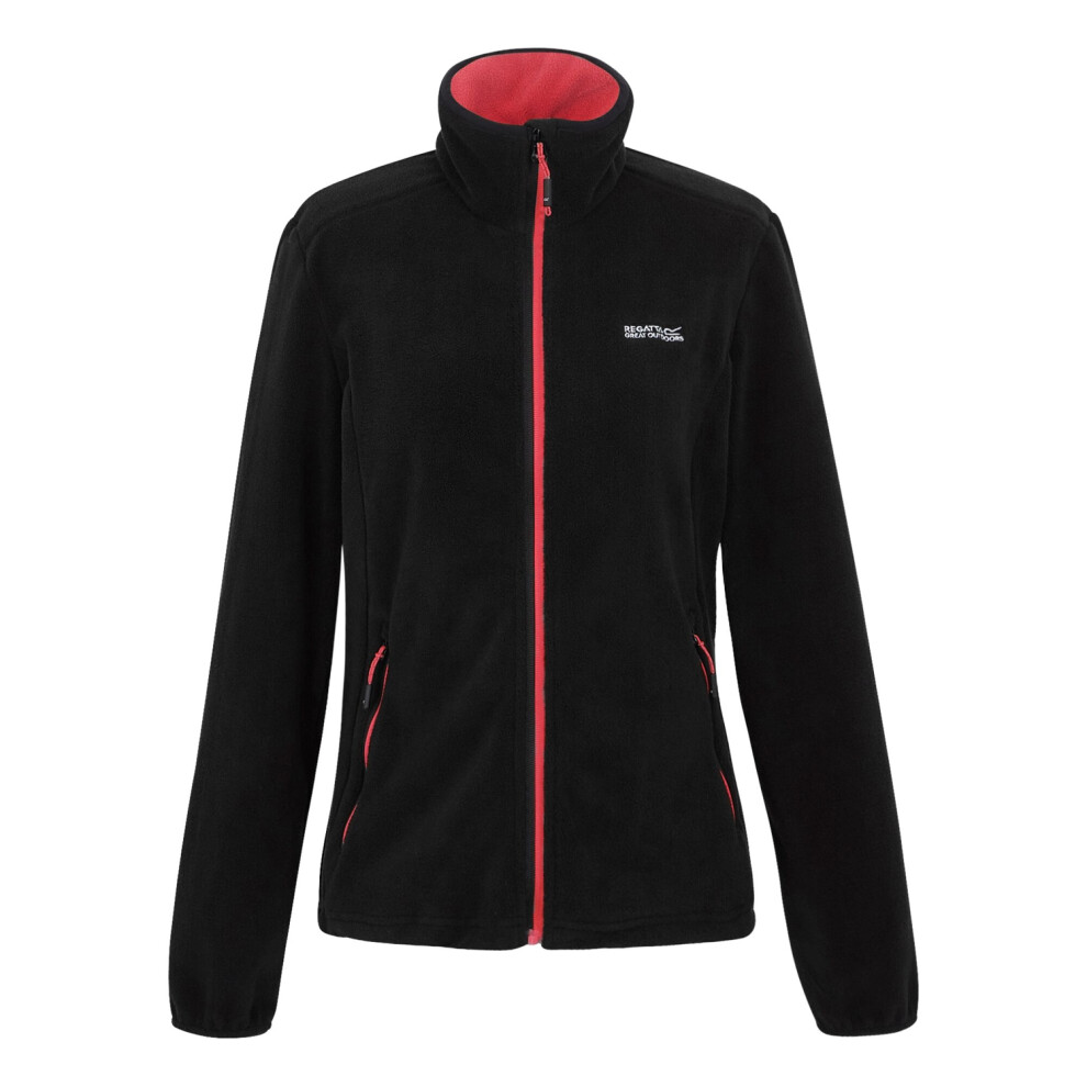 Regatta (22 Uk, Black/Peach Bloom) Womens/Ladies Floreo Iv Full Zip Fleece Jacket