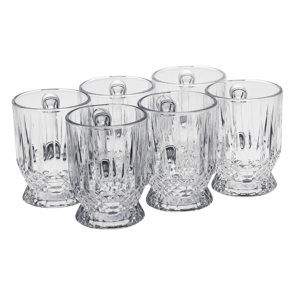 Queensway Home & Dinning (6 X Short 165Ml) Set Of 6 Handled Glass Mugs Tea Coffee Cappuccino Hot Drinks Gift Box