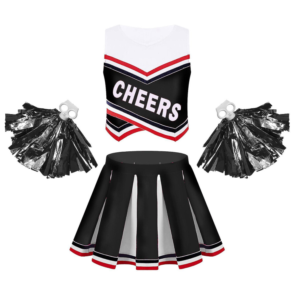 (Teens Dancewear Kids Girls Sleeveless Cheer Dance Outfit Set For Cheerleading Uniform Cosplay Cheerleader Costume Teamwe) Teens Dancewear Kids Girls