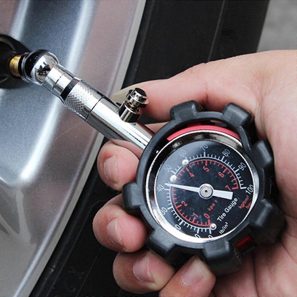 (Red) Tire Pressure Gauge High Accuracy Tire Pressure Gauge Multifuncation Air Pressure Meter Dial Type Multi-Color Optional Red 5014561866369