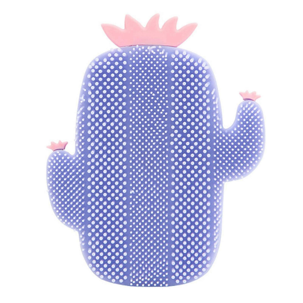 (Purple) Silicone Cactus-shape Face Wash Brush Personalized Lightweight Brush For Face Cleaning