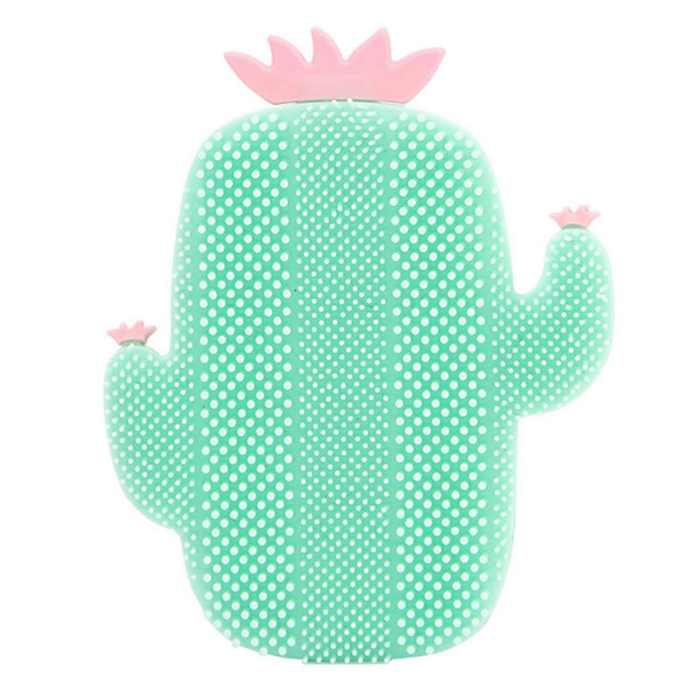(Light green) Silicone Cactus-shape Face Wash Brush Personalized Lightweight Brush For Face Cleaning