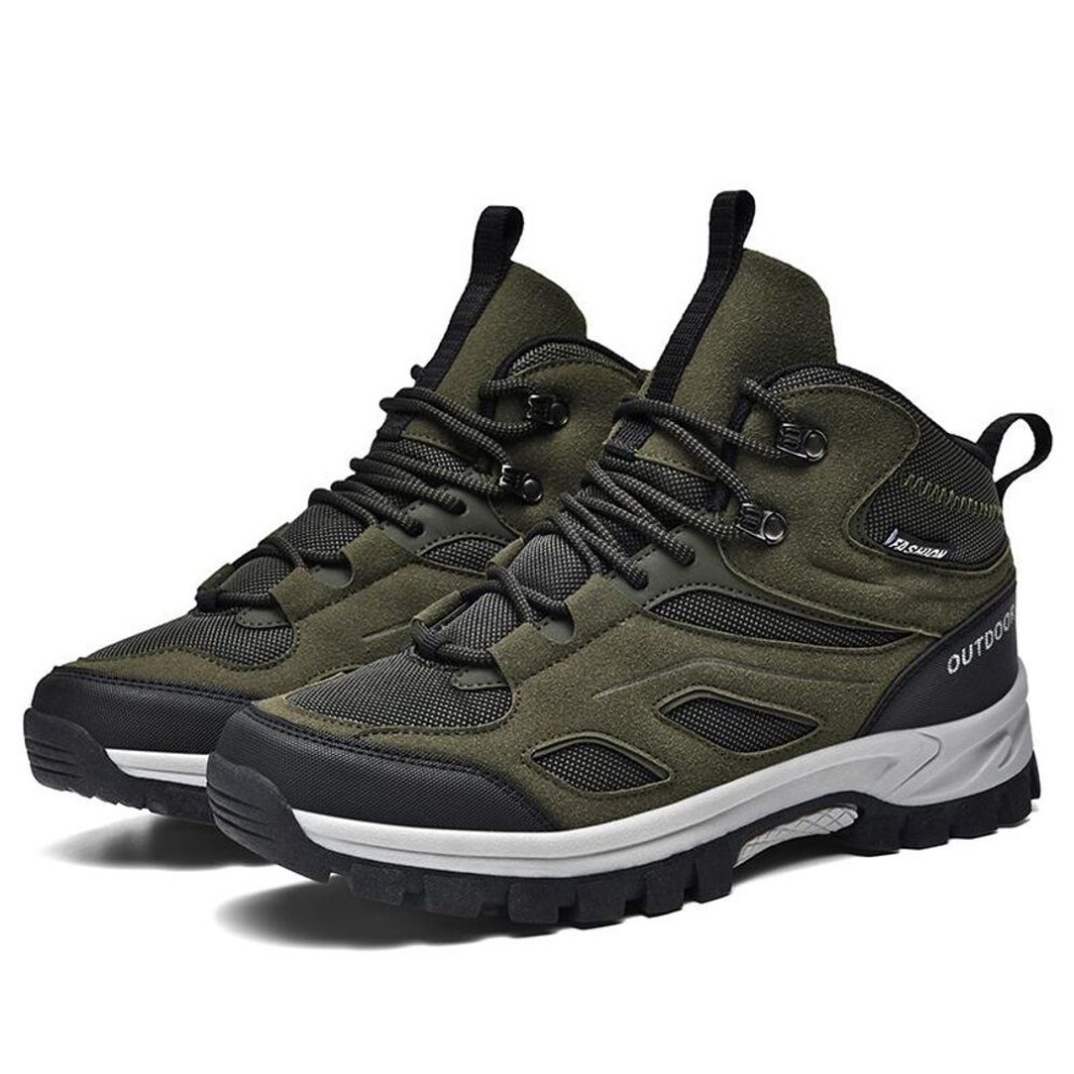 (green, 42) TUINANLE Men Climbing Shoes Waterproof Platform Sneakers Lace Up Patchwork Training Shoes Couples