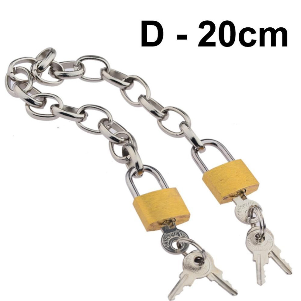 (Chain D - 20cm) 1 Pair Stainless Steel Handcuffs Metal Anklet Foot Cuffs Erotic Sm Bondage Adult Game Couple Slave Restraint Sex Toys Men Women