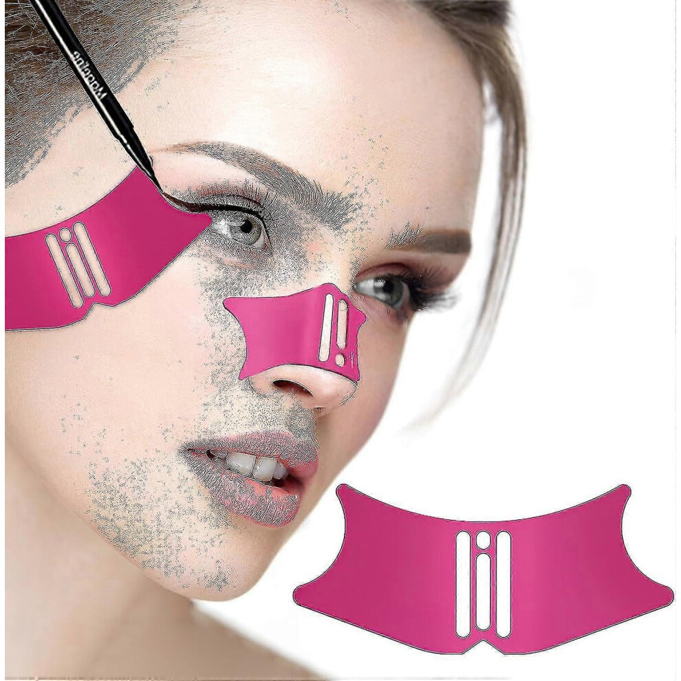 (3Pcs Rose Red) 3pcs Silicone Eyeliner Stencils, Nose Shadow Stencil, Eye Makeup Tool, Eyeliner Guide Template, Quick Makeup Tool For Beginners