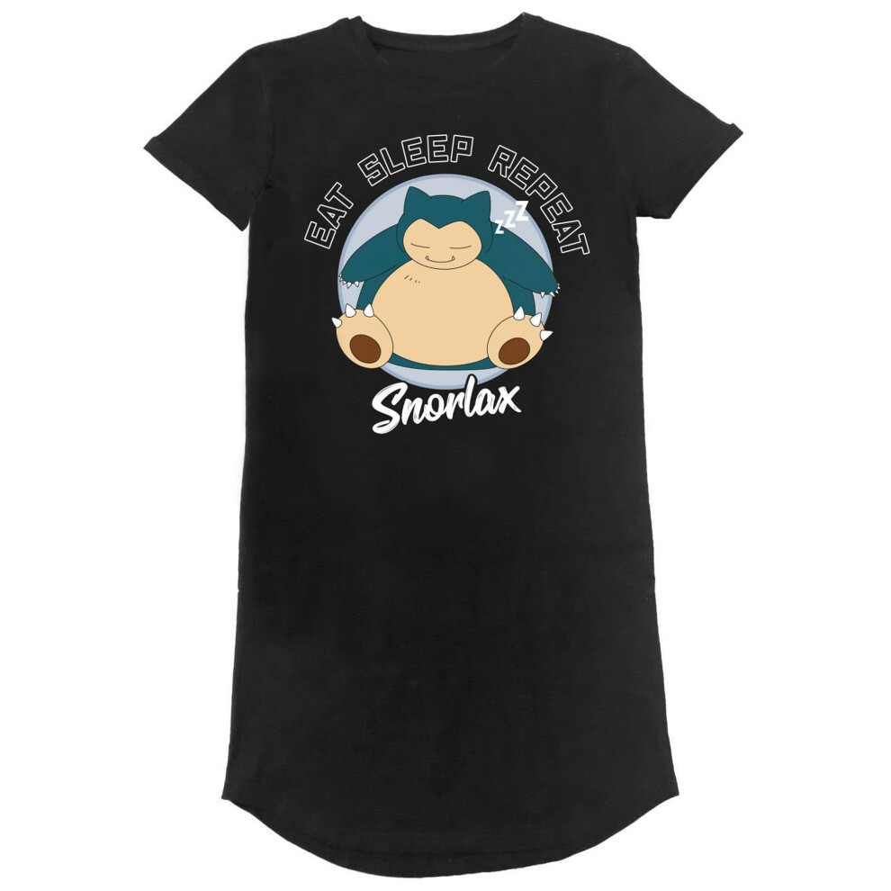 (M, Black) Pokemon Womens/Ladies Sleeping Snorlax T-Shirt Dress