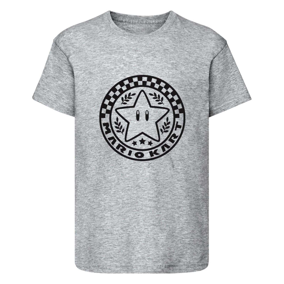 (7-8 Years, Grey Heather) Super Mario Childrens/Kids Emblem T-Shirt