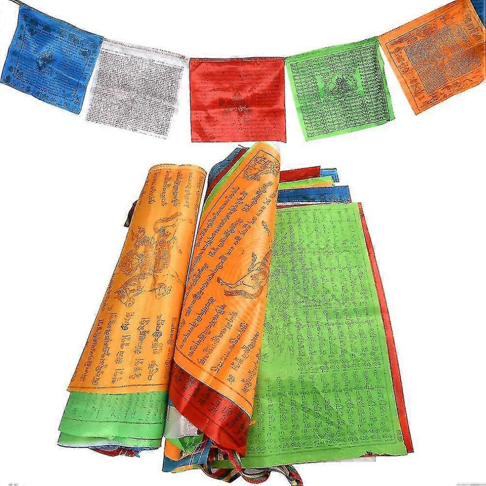Garden Decorative 2 PCS 7M Buddhist Prayer Flag Strings Tibetan Buddhist Pennants (35.5 x 35.5cm) Outdoor Decoration-Good