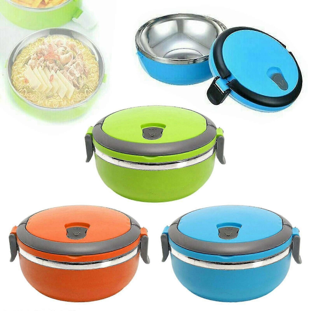 (Orange) Hot Food Flask Stainless Steel Lunch Box Thermo Vacuum Insulated Travel Storages