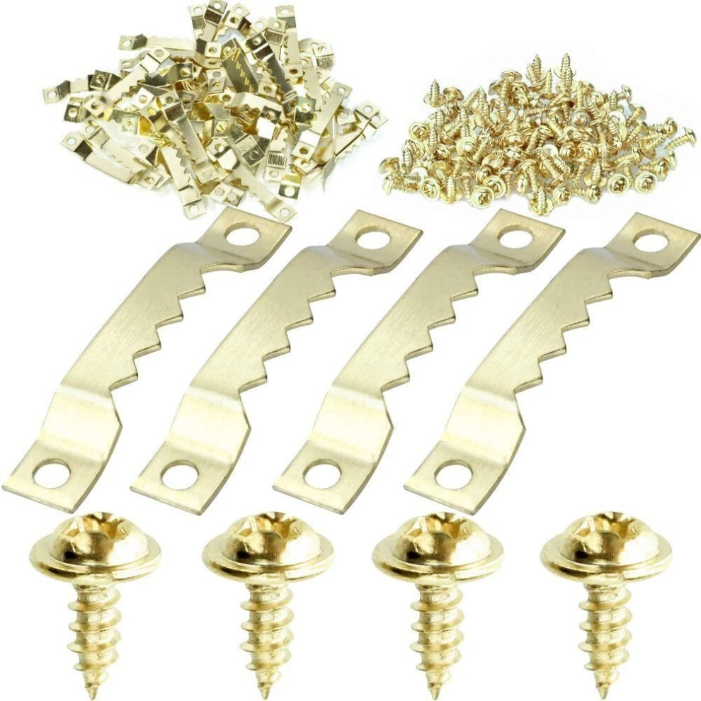Small Sawtooth Picture Hangers Gold Hanging Hook Frame Hanger  For Artwork, Paintings, Clock