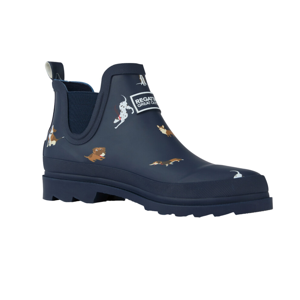 (4 UK, Navy) Regatta Womens/Ladies Harper Dog Print Low Wellington Boots