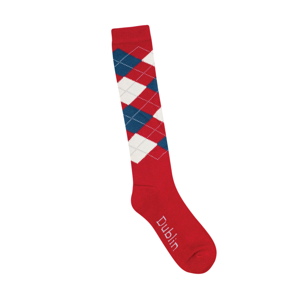 (One Size, Red/Navy/White) Dublin Unisex Argyle Socks