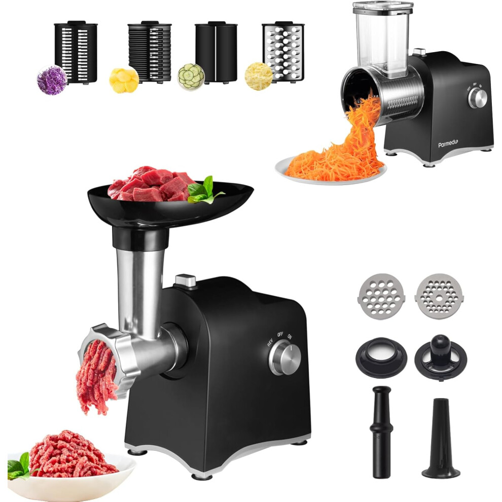 Electric Cheese Grater & Meat Grinder: 2 in 1 Vegetable Cutter Veggie Slicer Vegetable Shredder Chopper Kitchen Grater Salad Maker