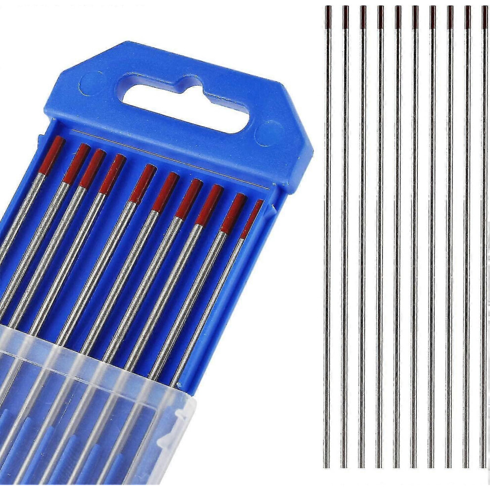10 X Tungsten Electrodes, Tig Welding Tungsten Electrode Wt-20 2.4  X 175mm Needles for Tig Welding (red)