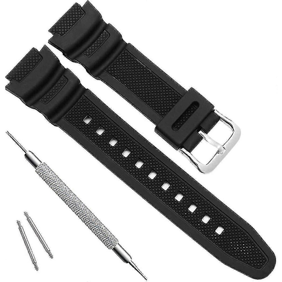 Waterproof Natural Resin Replacement Watch Band for Casio Aq- S800w Sgw-300h Mrw-200h Ae-1200 W-800h W-735h( Color : Black )