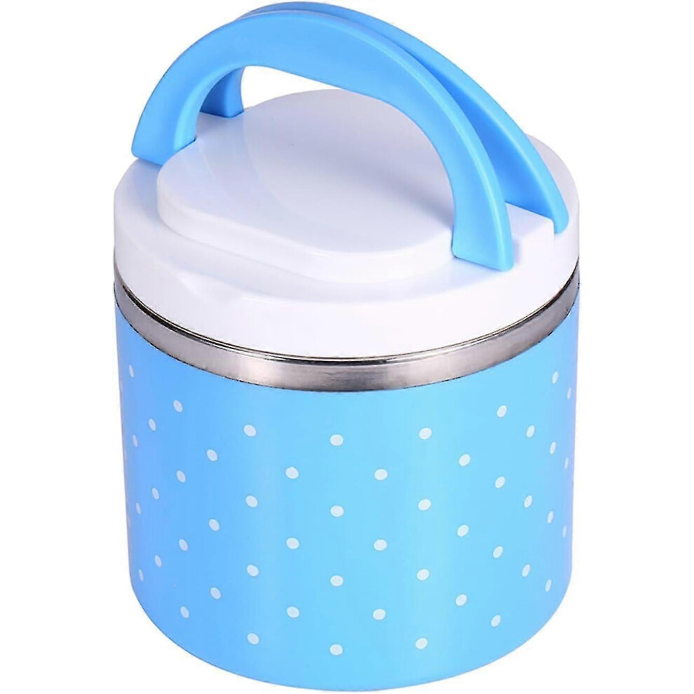 Stainless Steel Insulation Lunch Box 1 Layer Thermo Food Container Hot with Double Handles Pp Material Outsidepersistent Insulation Heat Preservation