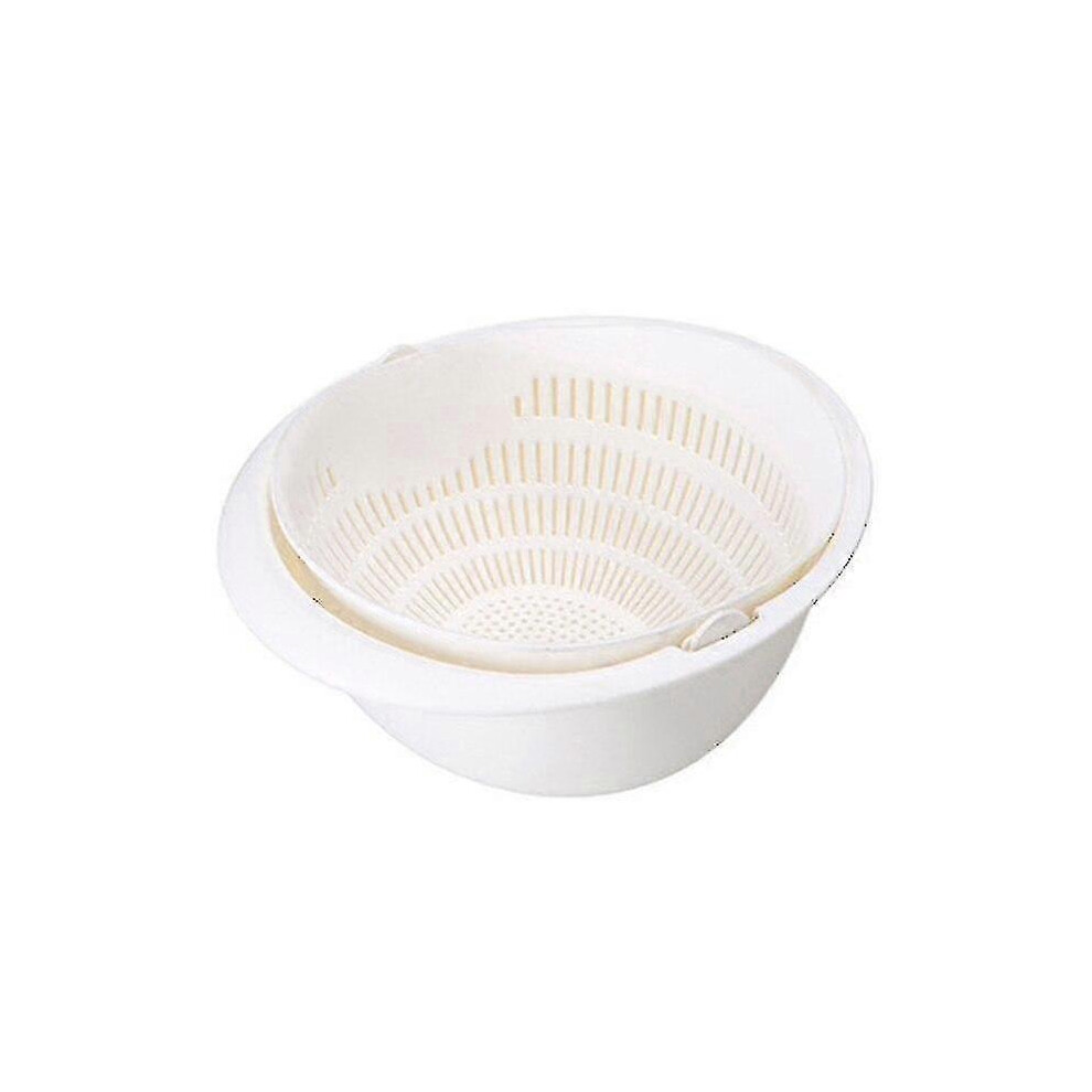 Kitchen Silicone Double Drain Basket Strainers Bowls Vegetable Cleaning Colander Tool|bags Baskets