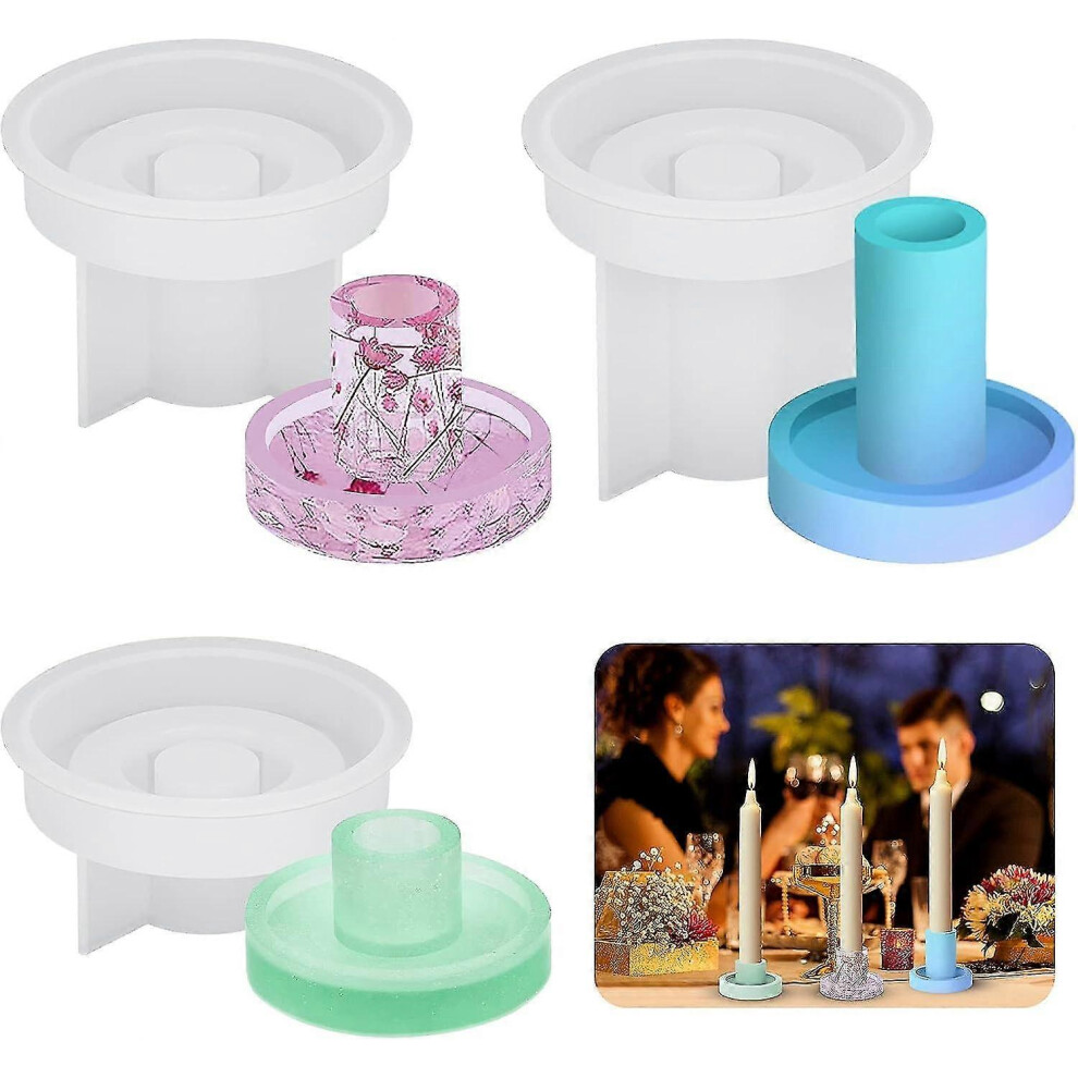 (Round Shape) 2pcs Candles Holder Resin Mold, Love Heart Candlestick Silicone Moulds Tea Light Holder Diy Epoxy Decoration Crafts Casting Molds For Couples Valentin
