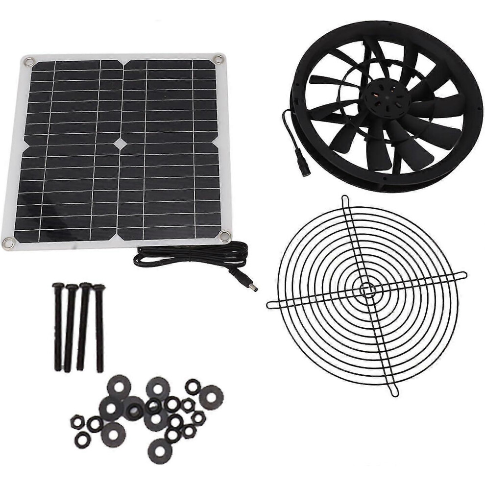 Solar Powered Fan, Solar Fan for Outside Shed Chicken Coop Greenhouse with Waterproof Fan Exhaust Intake Mounting Way And Installation Kits