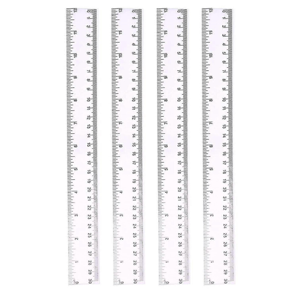 4 Pack 30cm Ruler Multi Pack Clear Ruler Measuring Tools