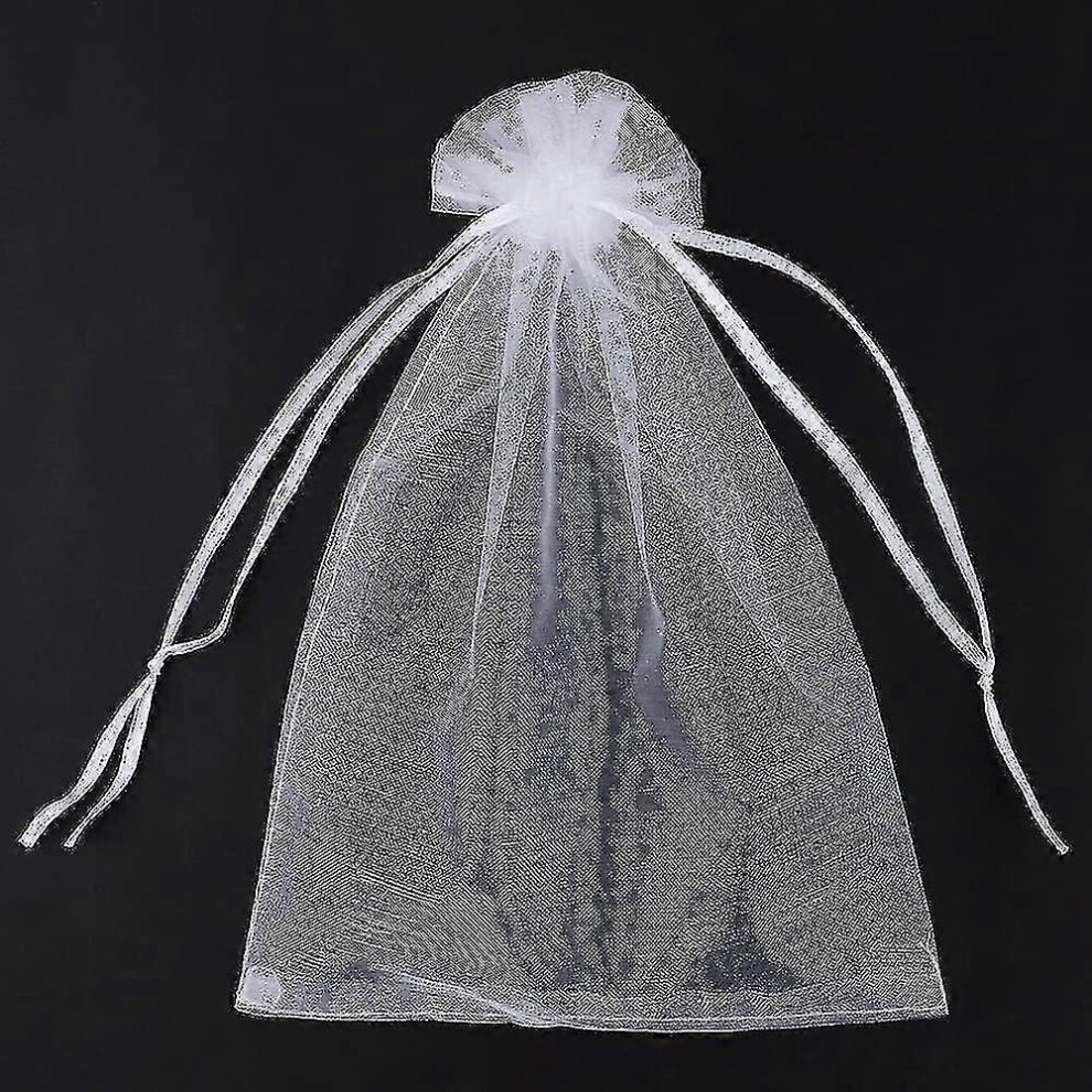 100pcs Organza Bags,20x30cm Organza Gift Pouches In Jewelry Bag with Drawstring for Gifts Candy Wedding Party,white