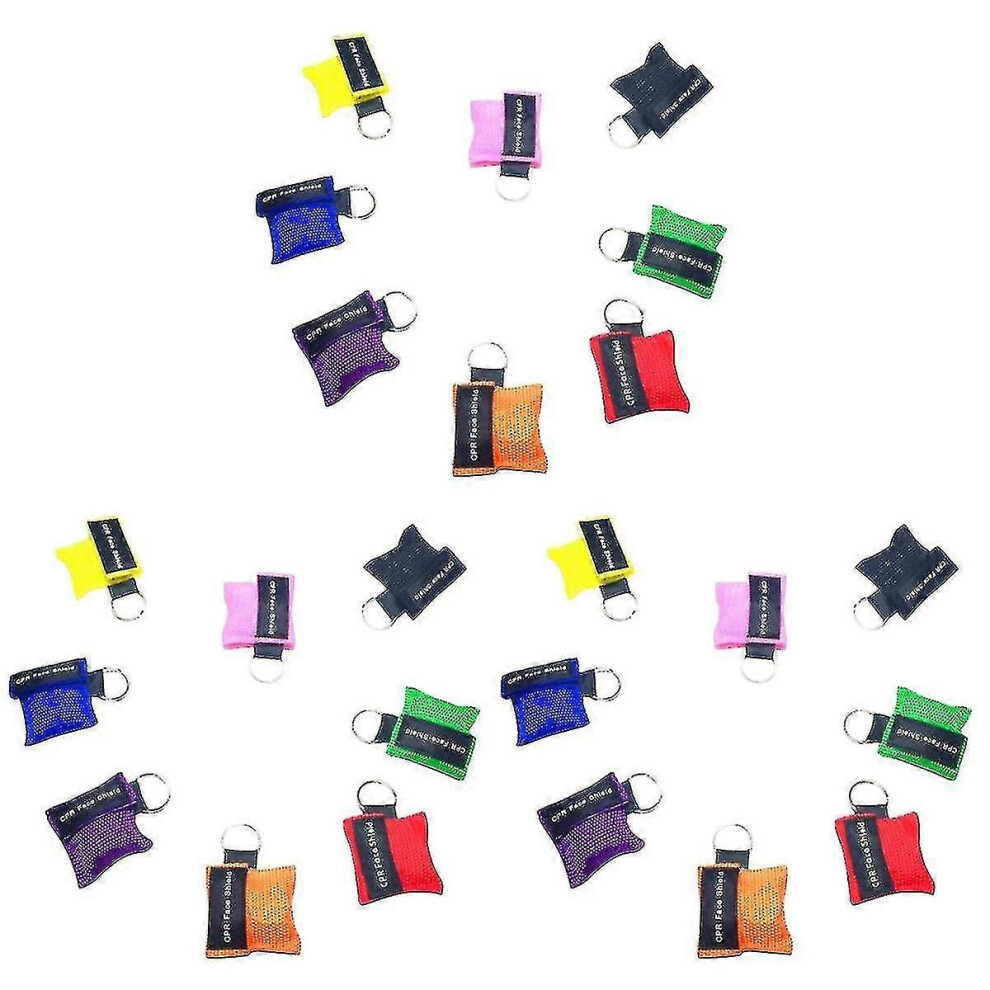 24 Pcs  Cpr Mask Emergency Resuscitation Face Mask Disposable Travel Cpr Pocket Mak Keychain Ring