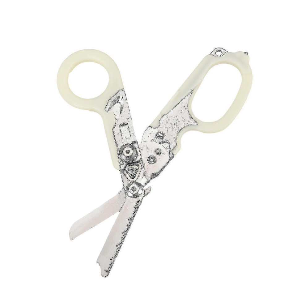 (Silver) Emergency Rescue Shears,stainless Steel Multifunction Self-luminous Foldable Trauma Shears For Outdoor Camping Rescue Tools