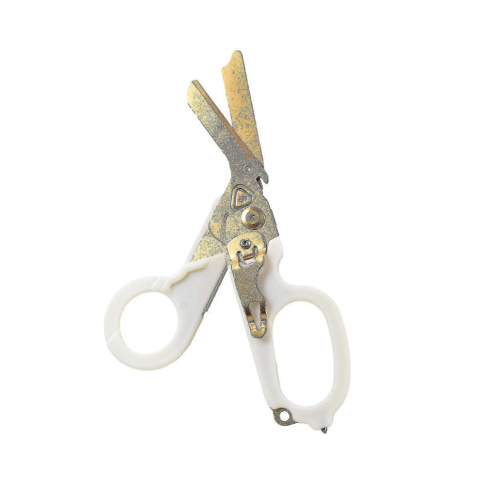 (Golden) Emergency Rescue Shears,stainless Steel Multifunction Self-luminous Foldable Trauma Shears For Outdoor Camping Rescue Tools