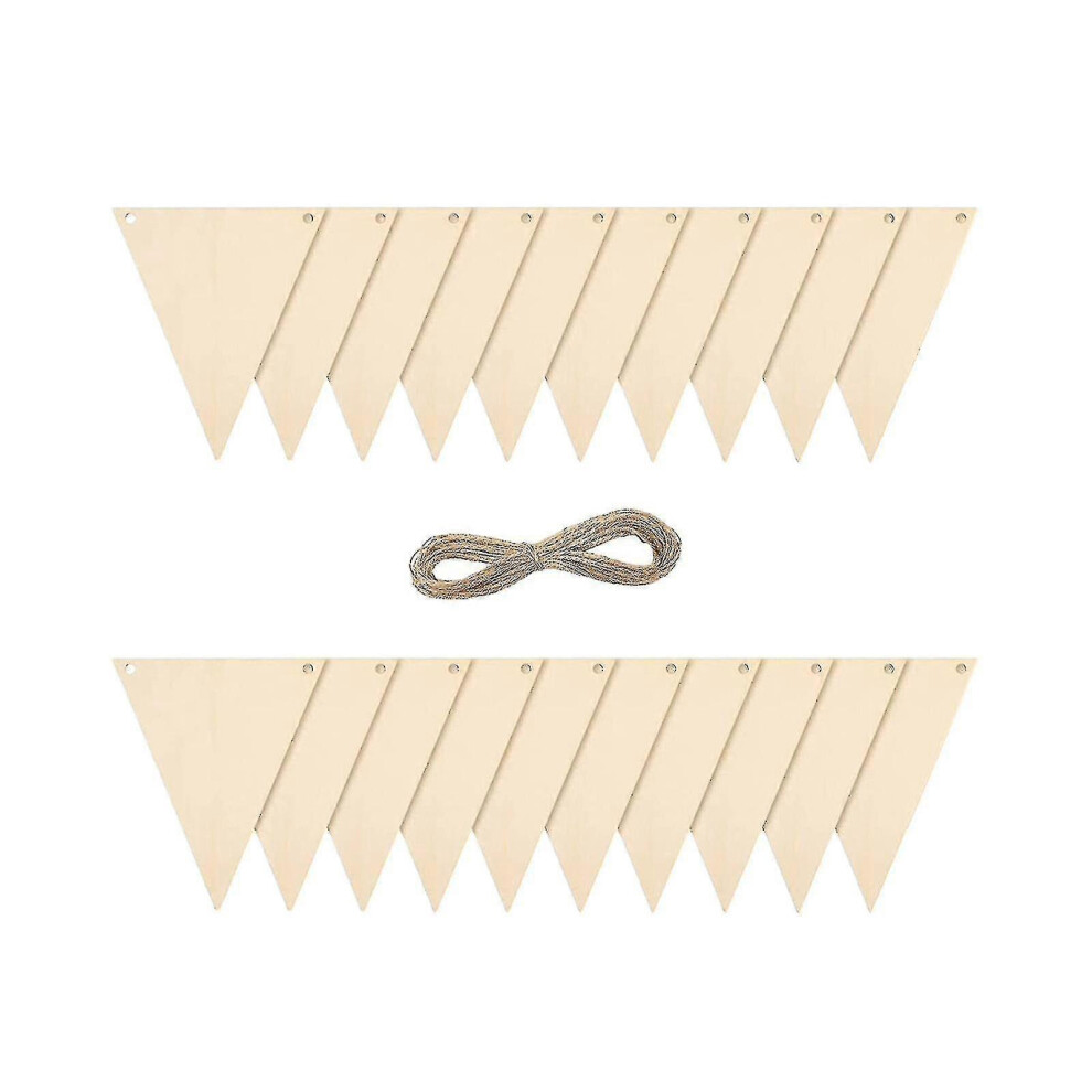 20 Pieces Pennant Banner Wooden Triangle Flags for Garland Holidays Gift