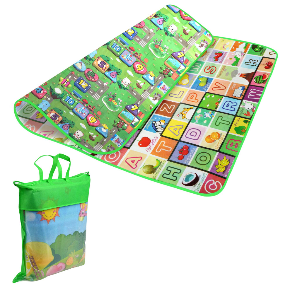 (Design 1) Kids Crawling Educational 2 Side Play Mat Game Soft Foam Picnic Carpet 200X180cm