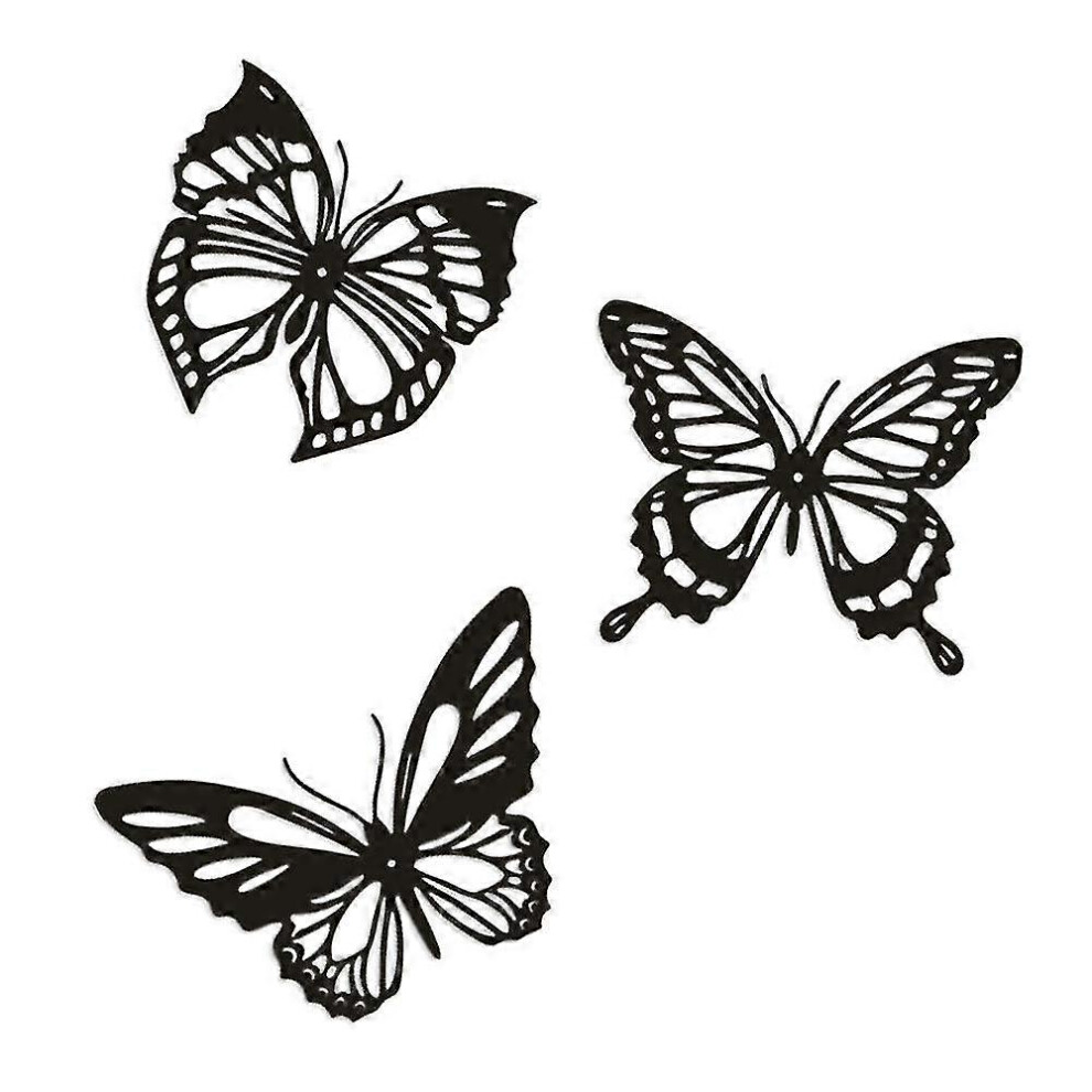 3pcs Butterfly Metal Wall Decor Black Butterfly Metal Wall Hanging Decor Farmhouse Rustic Home Offi