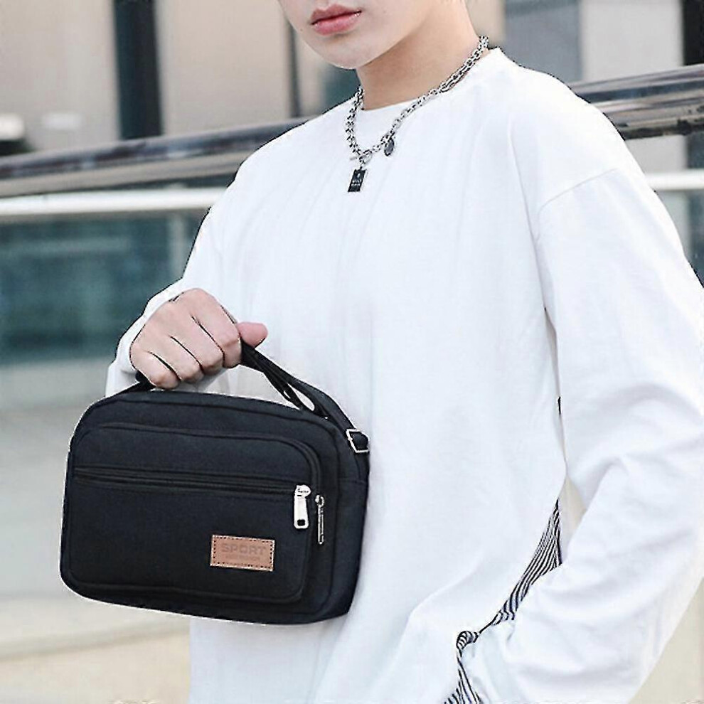 (Black) Stylish Crossbody Bag For Men Canvas Messenger Bag Shoulder Bag Utility Bags Purse And Handbags For Daily Use Travel Work
