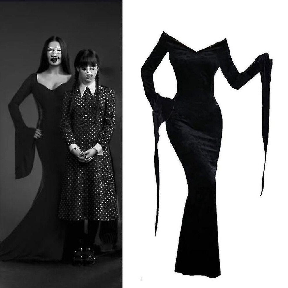(XL) Morticia Costume Dress For Women Halloween Costumes Cosplay