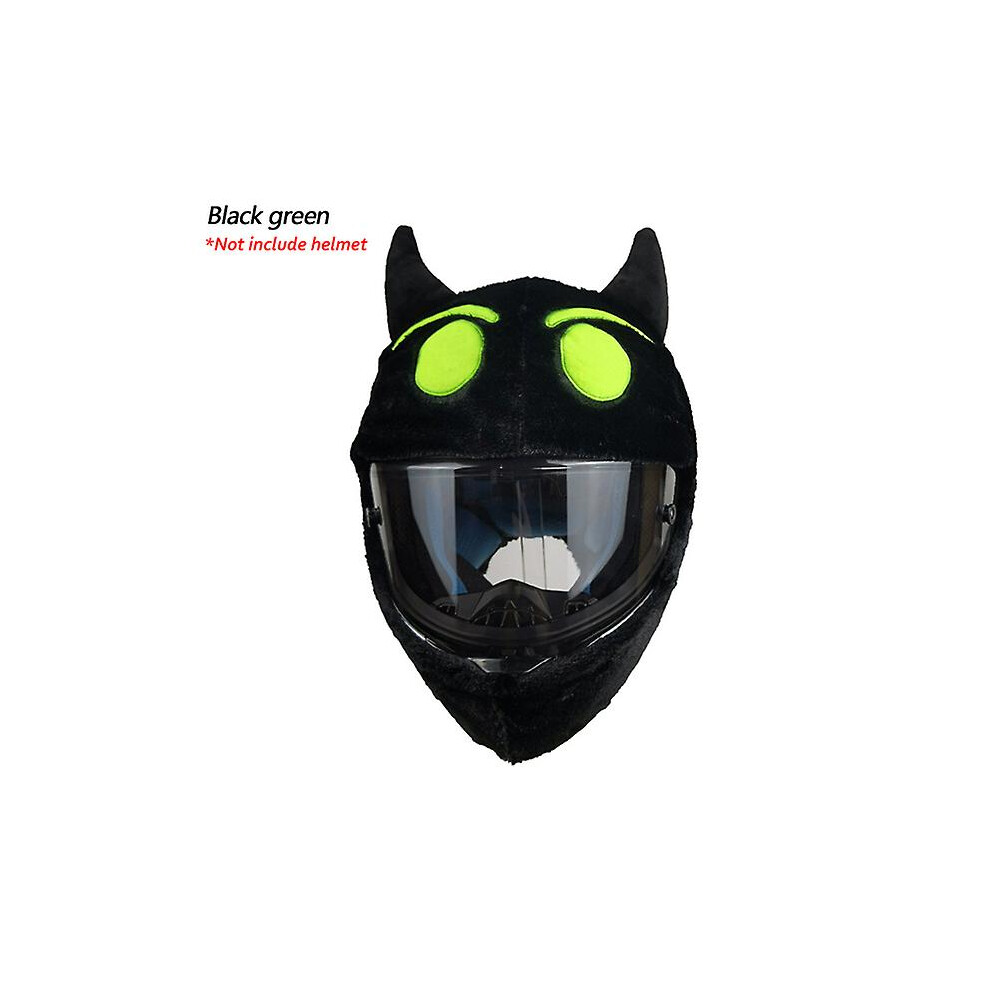 (Black Green) Motorcycle Helmet Cover Cartoon Plush Helmets Hat With Crazy Large Flexible Ears Funny Helmet Protective Case For Riding Green,Black