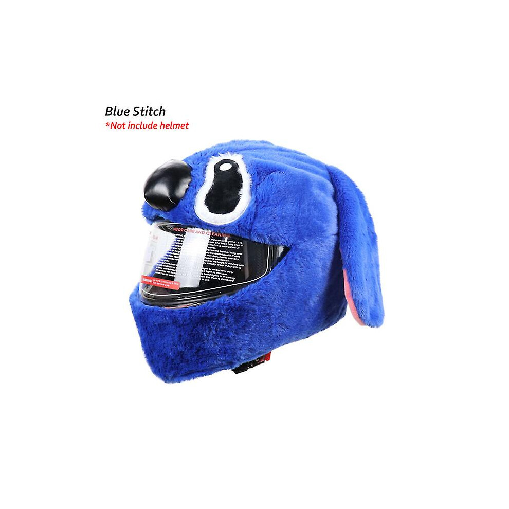 ( Stitch) Motorcycle Helmet Cover Cartoon Plush Helmets Hat With Crazy Large Flexible Ears Funny Helmet Protective Case For Riding Blue
