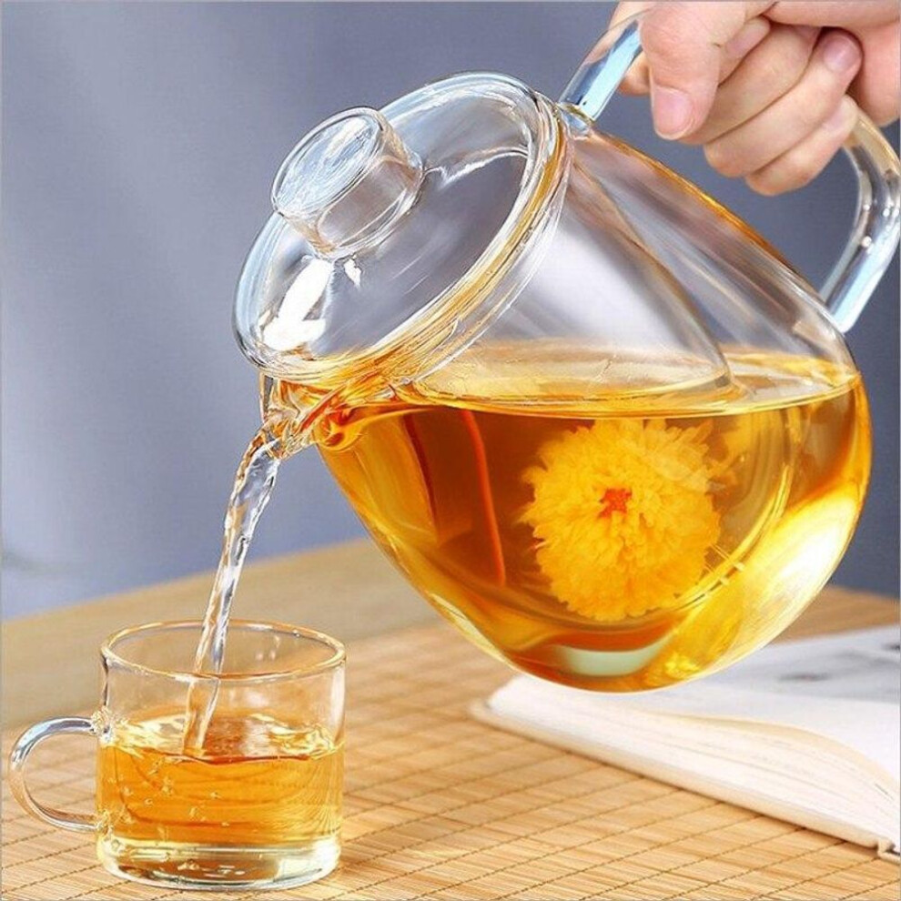 (1200ML) Glass Teapot For Stove Heat Resistant High Temperature Explosion Proof Tea Pot Infuser Milk Set Household Teaware
