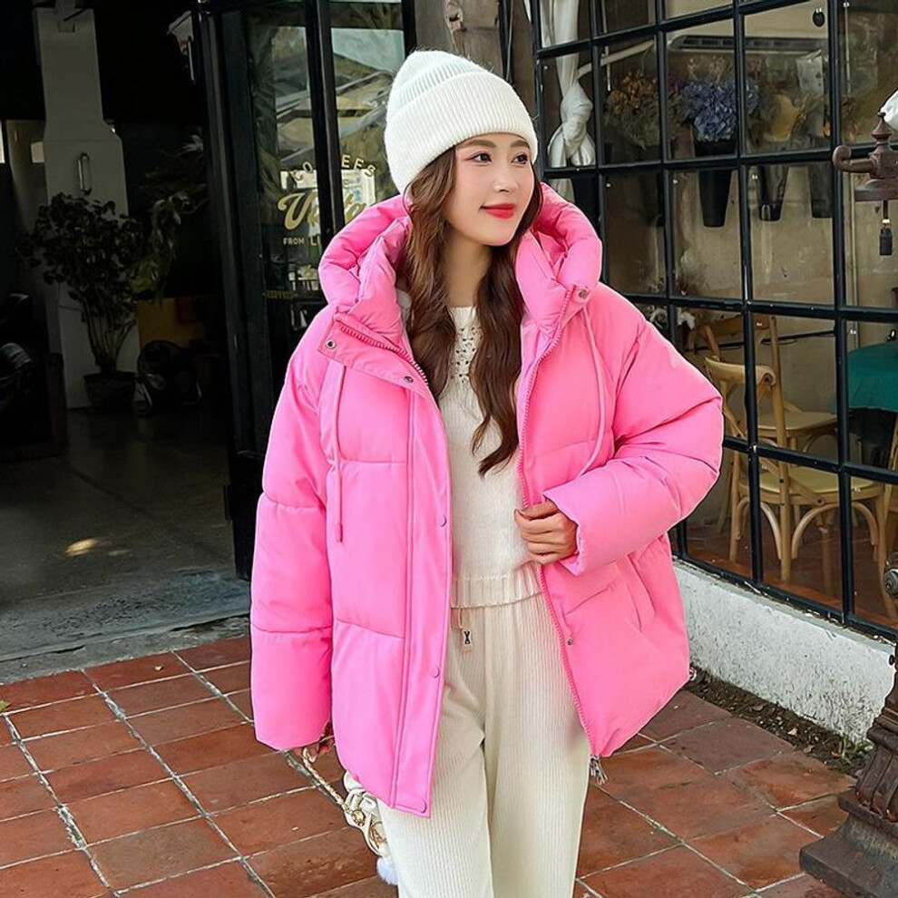 (pink, XL) Women Jacket Winter Hooded Women&apos;s Cotton Coats Thickened Female Bread Clothes Comfortable and Youthful Outerwears