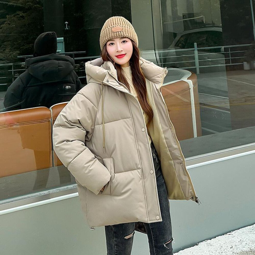 (khaki, S) Women Jacket Winter Hooded Women&apos;s Cotton Coats Thickened Female Bread Clothes Comfortable and Youthful Outerwears