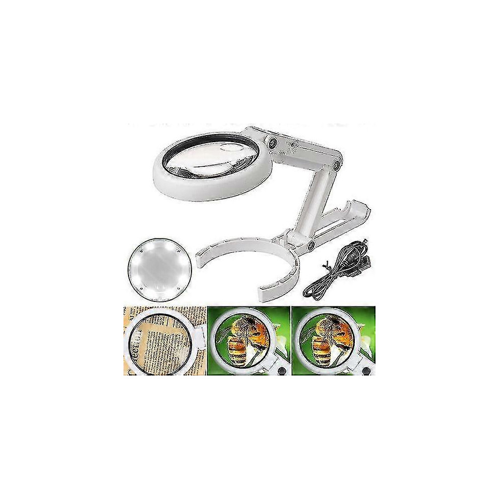 Magnifying 8 LED Lights Desk Lamps Magnifier Glass Reading Light Stand Clamp