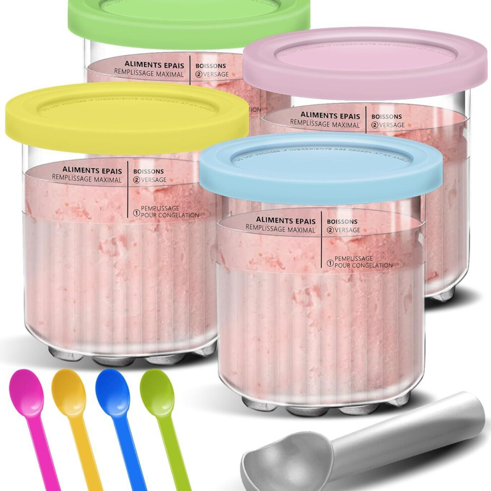 (9Pcs Set) Pints And Lids Replacement For Ninja Creami Nc501 Nc500 Series Ice Cream Maker